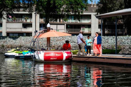 Boat on water, deck