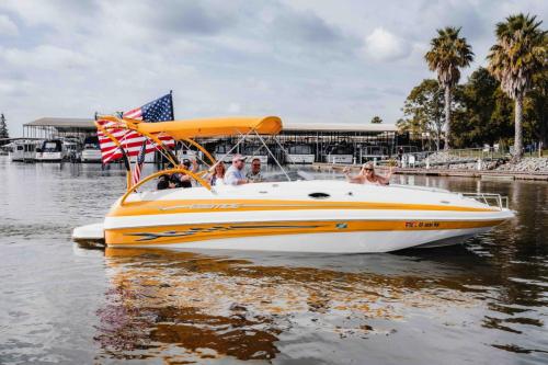 boat in water at marina