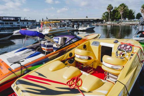 boat in water at marina