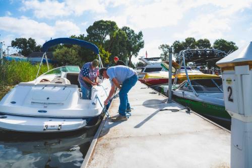 boat in water at marina
