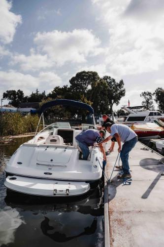 boat in water at marina