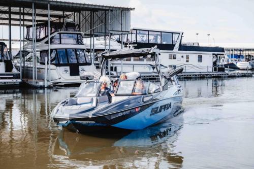 boat in water at marina