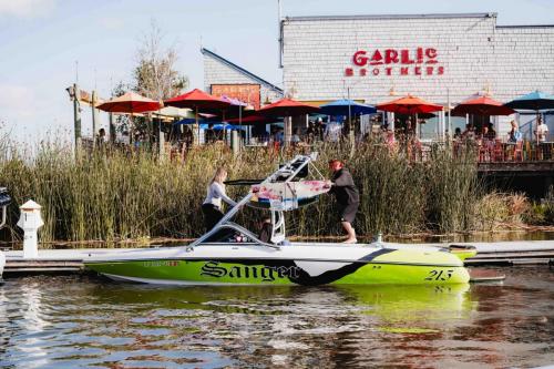 boat in water at marina