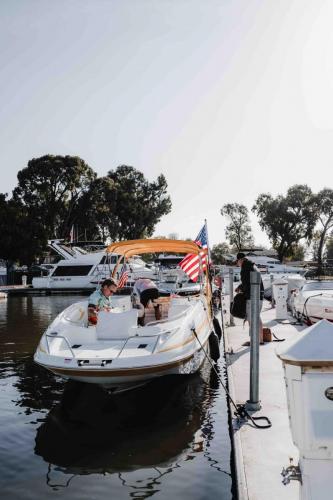 boat in water at marina