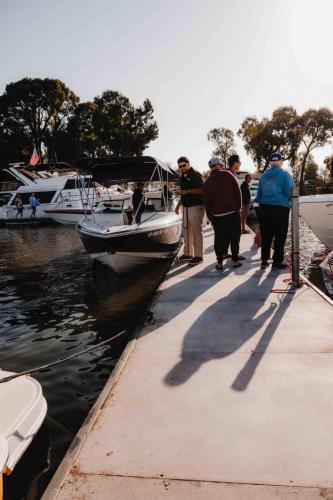boat in water at marina