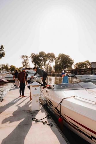 boat in water at marina