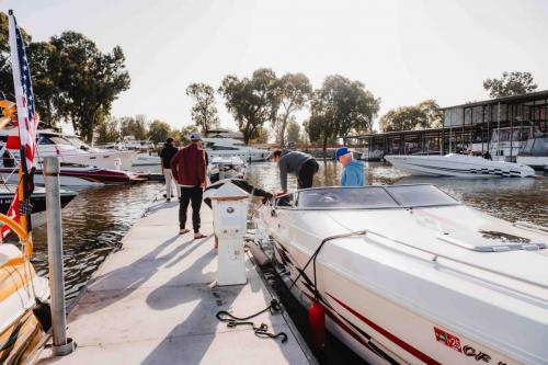 boat in water at marina