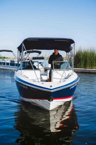 boat in water at marina