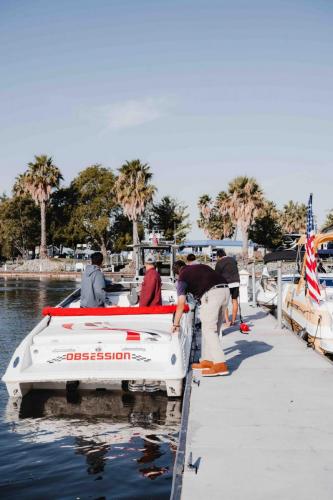 boat in water at marina
