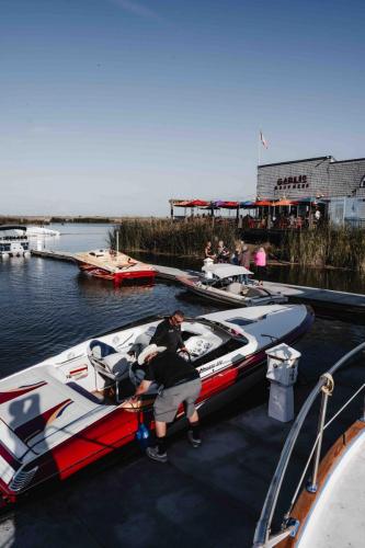 boat in water at marina