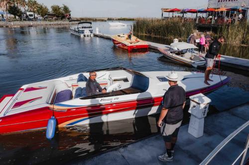 boat in water at marina
