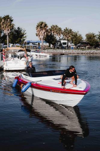 boat in water at marina
