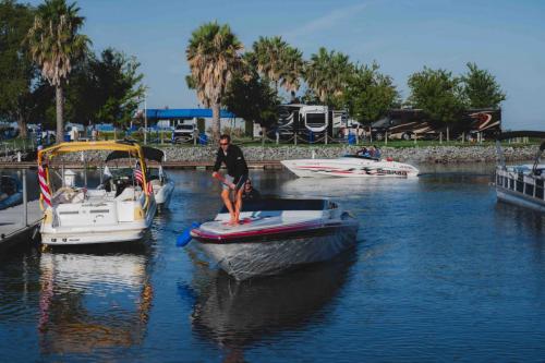 boat in water at marina