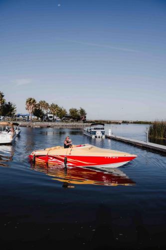 boat in water at marina