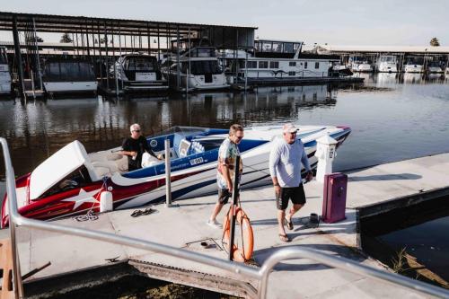 boat in water at marina